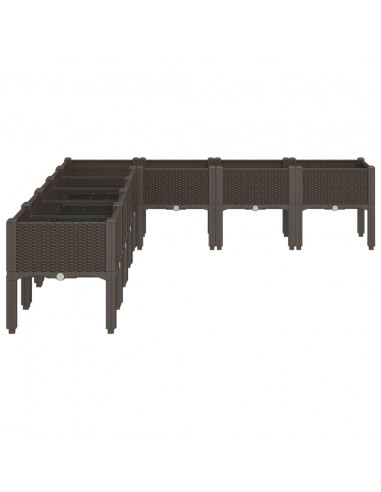 Fioriera da Giardino con Gambe Marrone 200x160x42 cm in PP