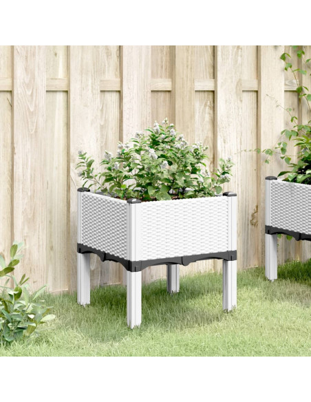Fioriera da Giardino con Gambe Bianco 40x40x42 cm in PP