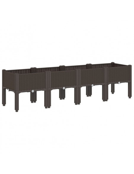 Fioriera da Giardino con Gambe Marrone 160x40x42 cm in PP