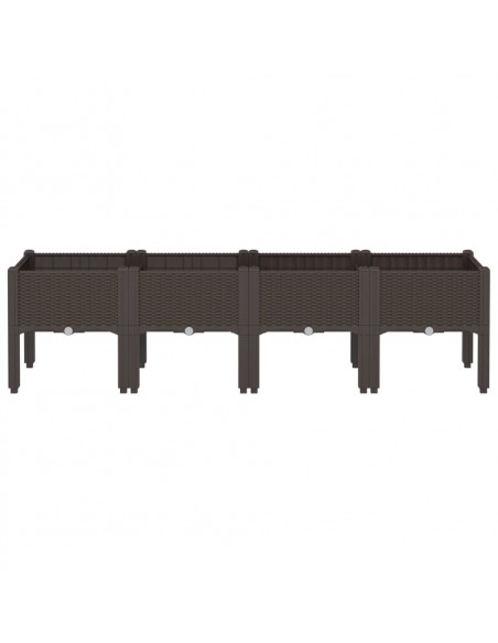 Fioriera da Giardino con Gambe Marrone 160x40x42 cm in PP
