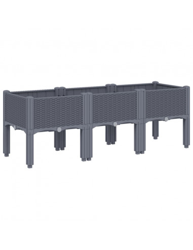 Fioriera da Giardino con Gambe Grigia 120x40x42 cm in PP