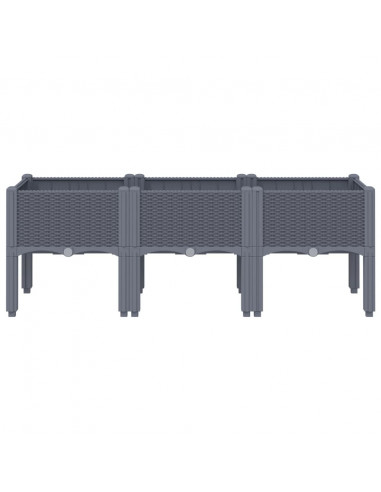 Fioriera da Giardino con Gambe Grigia 120x40x42 cm in PP