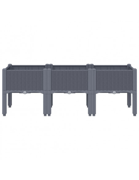 Fioriera da Giardino con Gambe Grigia 120x40x42 cm in PP