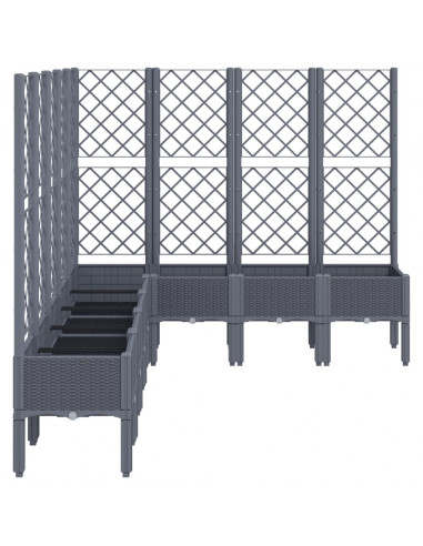 Fioriera da Giardino con Traliccio Grigia 200x160x142 cm in PP