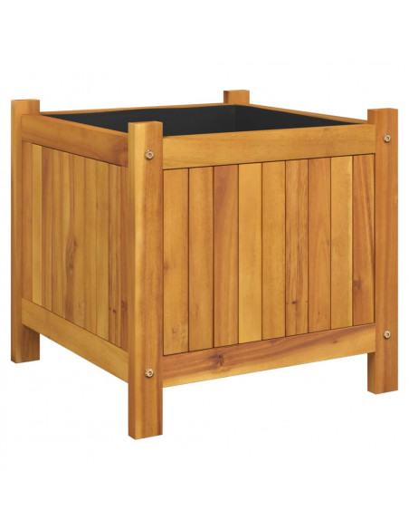 Fioriera Giardino con Rivestimento 42x42x40 cm Massello Acacia