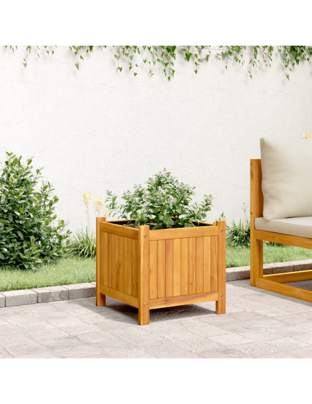 Fioriera Giardino con Rivestimento 42x42x40 cm Massello Acacia