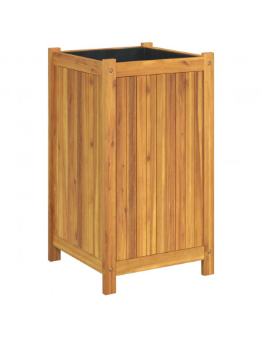 Fioriera Giardino con Rivestimento 42x42x75 cm Massello Acacia