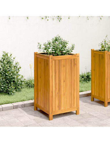 Fioriera Giardino con Rivestimento 42x42x75 cm Massello Acacia