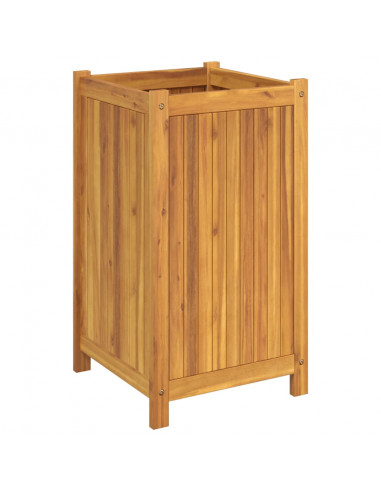 Fioriera Giardino con Rivestimento 42x42x75 cm Massello Acacia