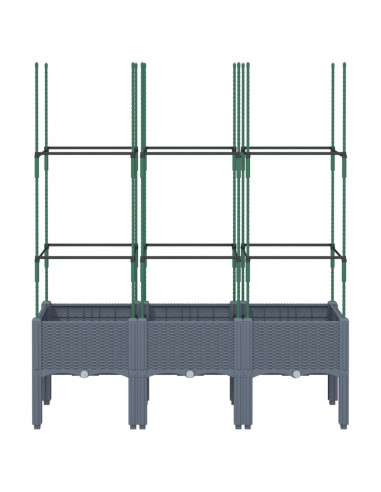 Fioriera da Giardino con Traliccio Grigia 120x40x142,5 cm in PP