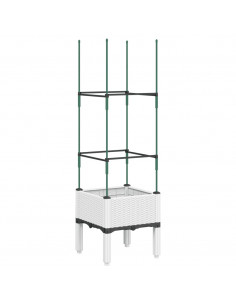 Fioriera da Giardino con Traliccio Bianco 40x40x142,5 cm in PP 2