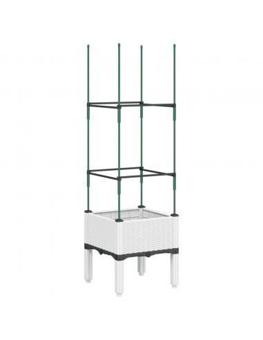 Fioriera da Giardino con Traliccio Bianco 40x40x142,5 cm in PP