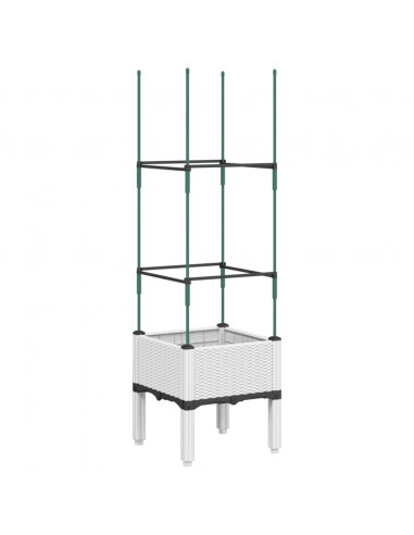 Fioriera da Giardino con Traliccio Bianco 40x40x142,5 cm in PP