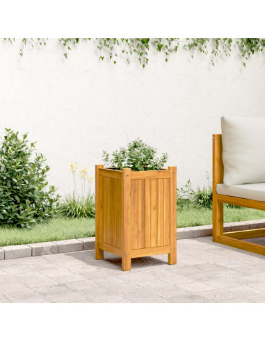 Fioriera Giardino con Rivestimento 31x31x50 cm Massello Acacia