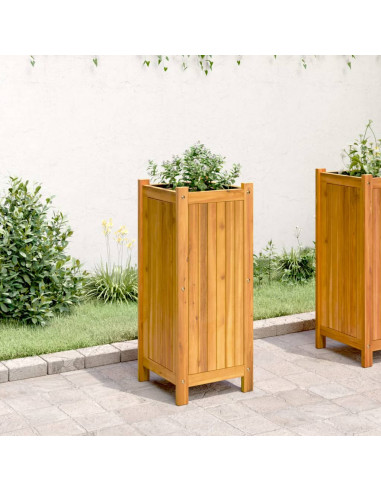 Fioriera Giardino con Rivestimento 31x31x75 cm Massello Acacia