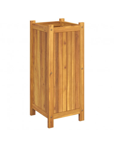 Fioriera Giardino con Rivestimento 31x31x75 cm Massello Acacia