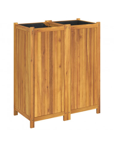 Fioriera Giardino con Rivestimento 84x42x100 cm Massello Acacia