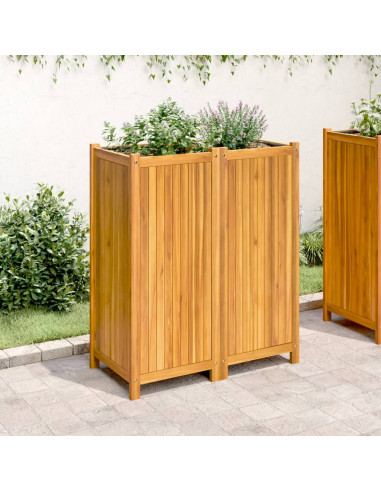 Fioriera Giardino con Rivestimento 84x42x100 cm Massello Acacia