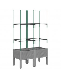 Fioriera da Giardino con Graticcio Grigio 80x40x142,5cm PP 2