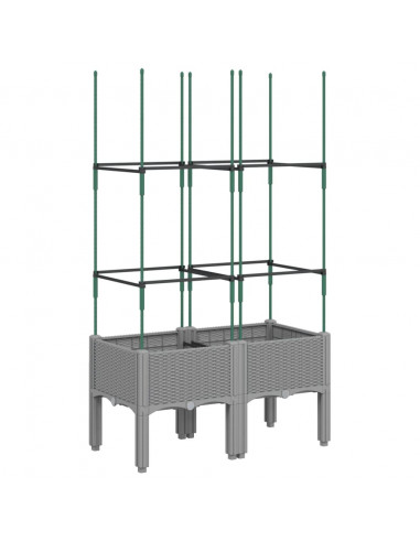 Fioriera da Giardino con Graticcio Grigio 80x40x142,5cm PP