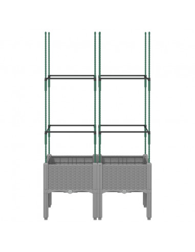 Fioriera da Giardino con Graticcio Grigio 80x40x142,5cm PP