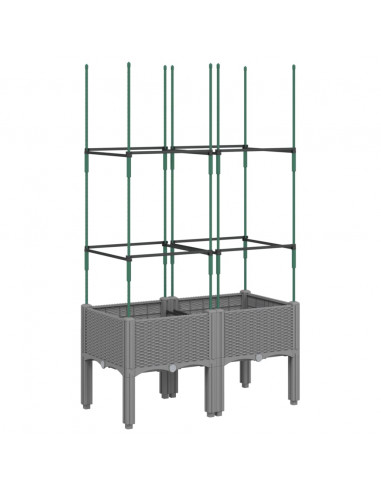 Fioriera da Giardino con Graticcio Grigio 80x40x142,5cm PP