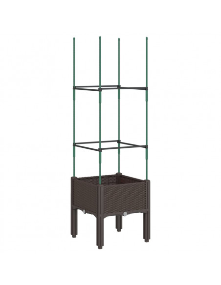 Fioriera da Giardino con Traliccio Marrone 40x40x142,5 cm in PP