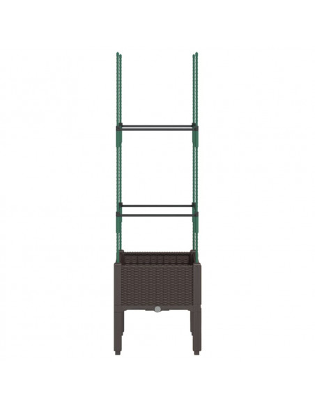 Fioriera da Giardino con Traliccio Marrone 40x40x142,5 cm in PP