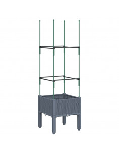 Fioriera da Giardino con Traliccio Grigia 40x40x142,5 cm in PP 2