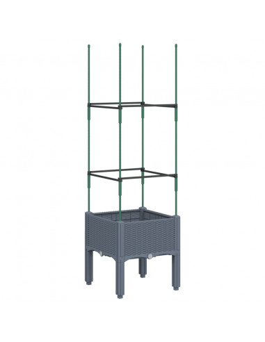 Fioriera da Giardino con Traliccio Grigia 40x40x142,5 cm in PP