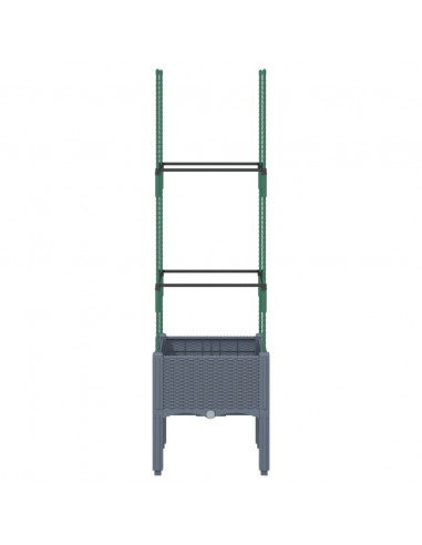 Fioriera da Giardino con Traliccio Grigia 40x40x142,5 cm in PP