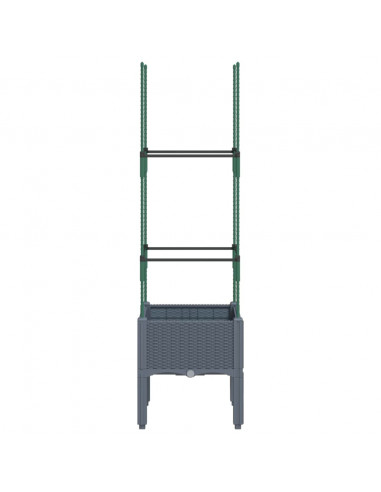 Fioriera da Giardino con Traliccio Grigia 40x40x142,5 cm in PP