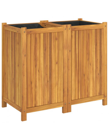Fioriera Giardino con Rivestimento 84x42x75 cm Massello Acacia