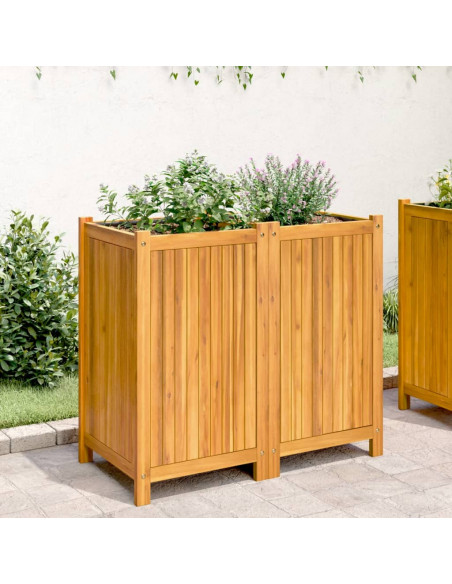 Fioriera Giardino con Rivestimento 84x42x75 cm Massello Acacia