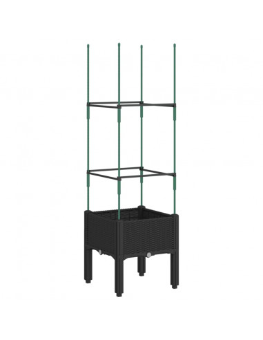 Fioriera da Giardino con Traliccio Nera 40x40x142,5 cm in PP