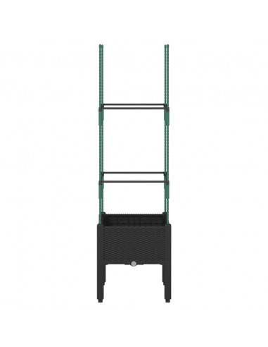 Fioriera da Giardino con Traliccio Nera 40x40x142,5 cm in PP