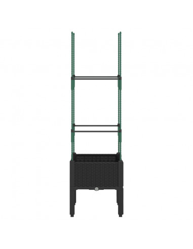 Fioriera da Giardino con Traliccio Nera 40x40x142,5 cm in PP