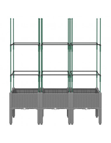 Fioriera Giardino con Traliccio Grigio Chiaro 120x40x142,5cm PP