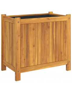 Fioriera Giardino con Rivestimento 54x31x50 cm Massello Acacia 2