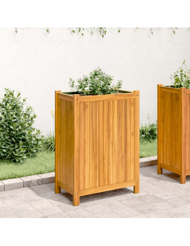 Fioriera Giardino con Rivestimento 54x31x75 cm Massello Acacia