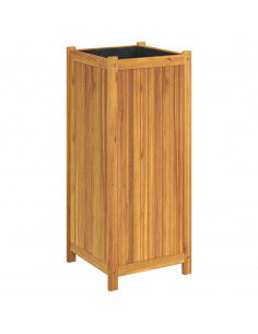 Fioriera Giardino con Rivestimento 42x42x100 cm Massello Acacia 2