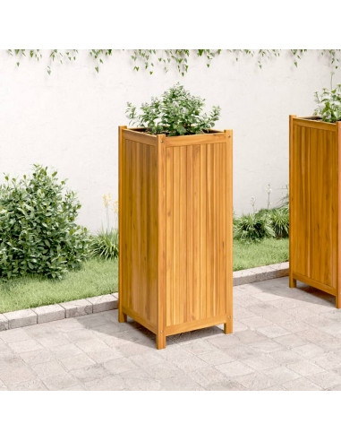 Fioriera Giardino con Rivestimento 42x42x100 cm Massello Acacia