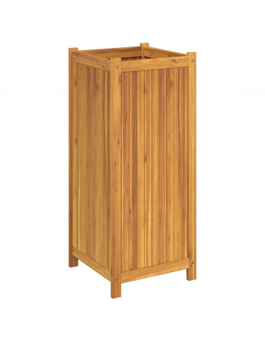 Fioriera Giardino con Rivestimento 42x42x100 cm Massello Acacia