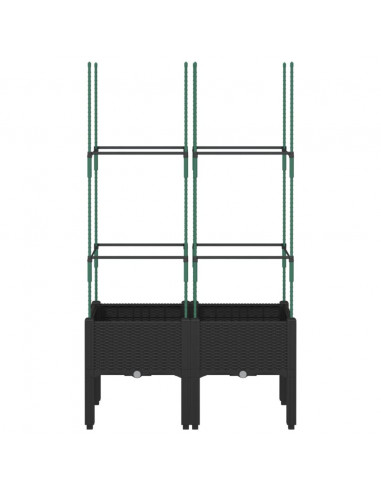 Fioriera da Giardino con Traliccio Nera 80x40x142,5 cm in PP