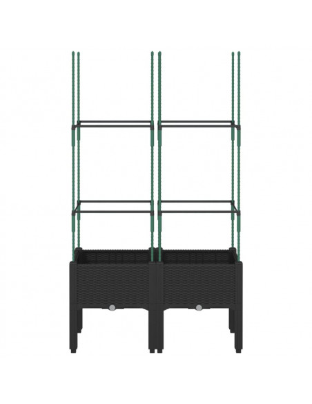 Fioriera da Giardino con Traliccio Nera 80x40x142,5 cm in PP