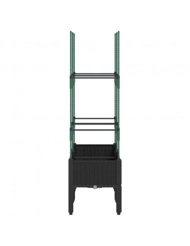 Fioriera da Giardino con Traliccio Nera 80x40x142,5 cm in PP