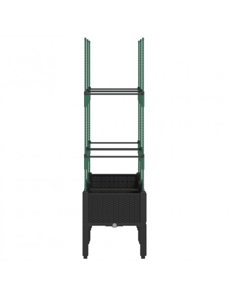 Fioriera da Giardino con Traliccio Nera 80x40x142,5 cm in PP