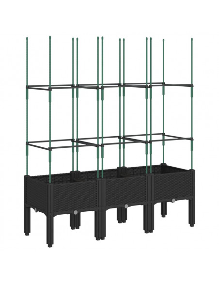 Fioriera da Giardino con Traliccio Nera 120x40x142,5 cm in PP