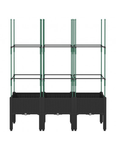 Fioriera da Giardino con Traliccio Nera 120x40x142,5 cm in PP