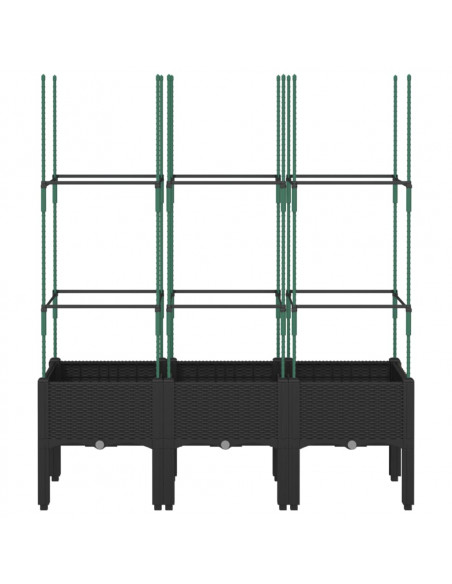 Fioriera da Giardino con Traliccio Nera 120x40x142,5 cm in PP